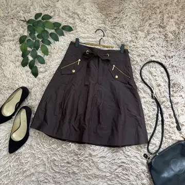 6898 아푸와이저 리셰 미디 스커트 [ 2 ] 브라운/면 혼방/바스락