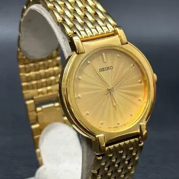 SEIKO 골드 아날로그 쿼츠 손목시계 V70-176