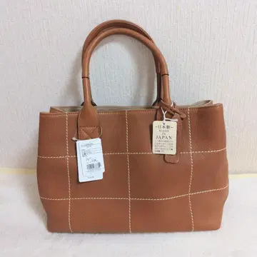 일본제 천연 가죽 핸드 토트 백 카멜 스티치 여성용