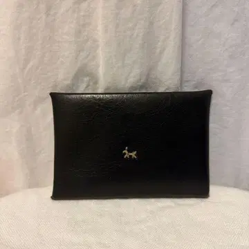 블랙 가죽 개 자수 카드 케이스