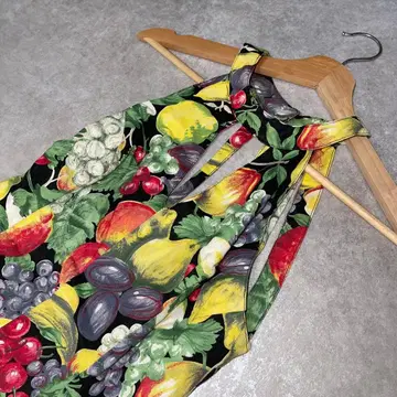 후르츠 패턴 원피스 여성용 슬리브리스 원피스 아메리칸 슬리브