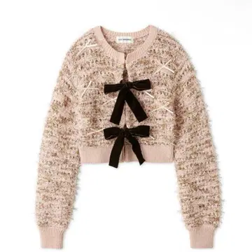 LILY BROWN 벨로아 리본 가디건