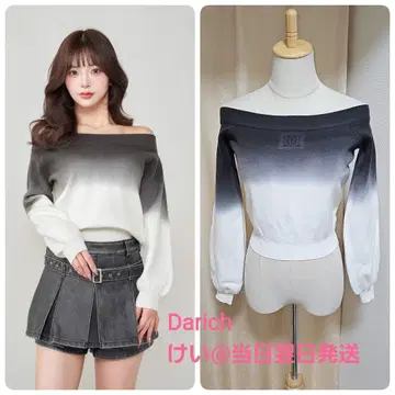 Darich 다리치 그라데이션 오프숄더 니트탑 BLK 블랙