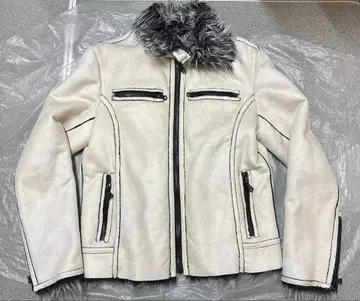 CUSTOM CULTURE 가죽풍 자켓 인조 모피