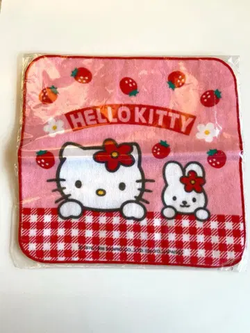 산리오 레트로 헬로키티 카오하나 딸기 타월 손수건 1998년 제조