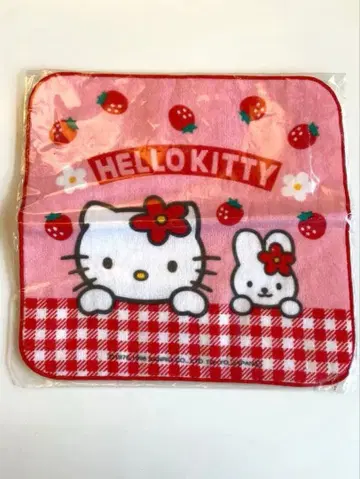 산리오 레트로 헬로키티 카오하나 딸기 타월 손수건 1998년 제조