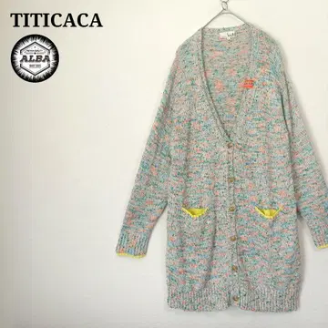 TITICACA 티티카카 가디건 니트 롱 기장 그린 주황 오렌지
