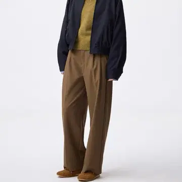 턱 와이드 팬츠 GU 완판 M 사이즈 브라운