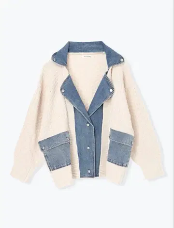 Re-J 데님 절개 라이더 니트 자켓 4L