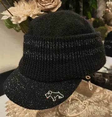 힐 크릭 니트 모자 다크 그레이 강아지 자수 골프