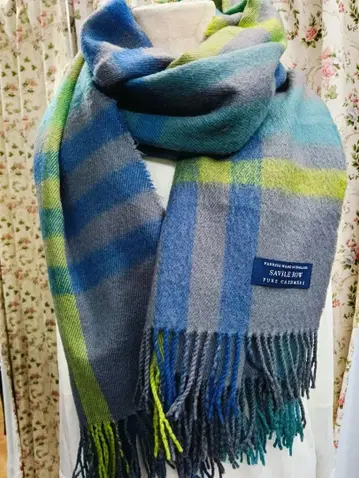 Savile Row 사빌 로우 캐시미어 스톨 체크 무늬 대형