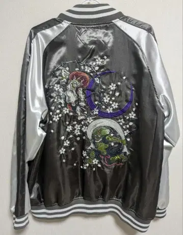 빈티지 일본풍 패턴 스카잔 풍뢰신 오버 사이즈 일심여경 카시이 카티