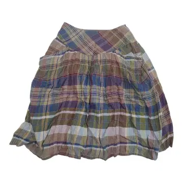플레어 스커트 멀티 컬러 체크 무늬