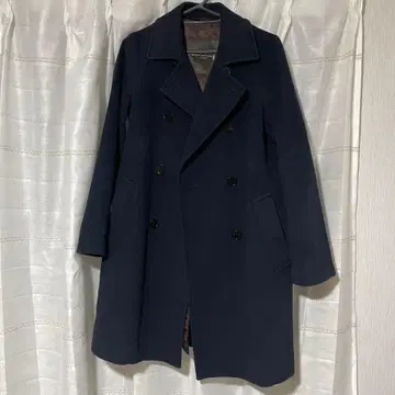 매킨토시 울 캐시미어 더블 체스터 롱 코트 네이비 36