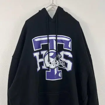 90s vos 칼리지 후드티 블랙