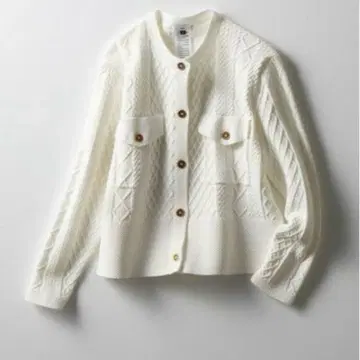 [ 새상품급 ] Sov. 소브 레이온 나일론 달 케이블 니트 자켓 화이트