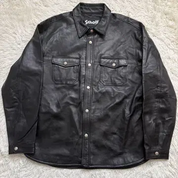 새상품급 Schott 2XL 블랙 CPO 셔츠 자켓 램 가죽