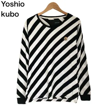 요시오쿠보 심플 보더 여성용 긴팔 티셔츠 일본제 코튼 S