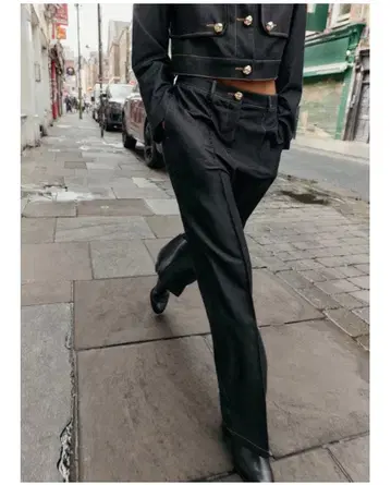 ZARA 하이웨스트 프론트 핀턱 스트레이트 팬츠