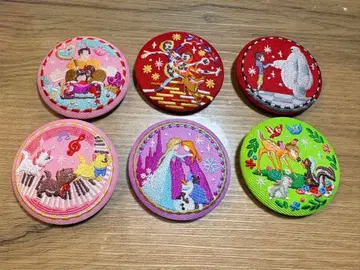 Disney Characters 자수 캔뱃지 비스킷 6개 세트