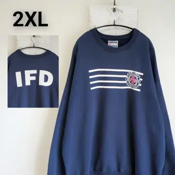 구제 의류 Hanes 맨투맨 네이비 2XL 소방 FIREDEPT