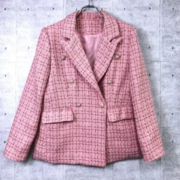 레트로 클래시컬 바비 구제 의류 펄 버튼 체크 무늬 트위드 자켓