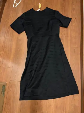 블랙 스트라이프 반팔 자켓 포함 원피스