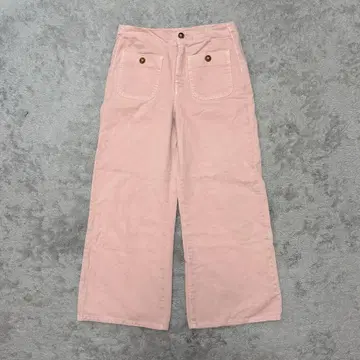 ZARA 와이드 팬츠 골드 버튼 핑크 더스티 컬러 코튼 36 CB76