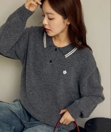 새상품 MARY QUANT x PUBLUX 마리쿠와 원포인트 자수 니트