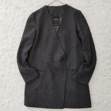 새상품급 노블 Noble 노카라 더블 자켓 울 그레이 S