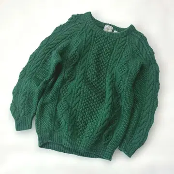 아란 니트 vintage 니트 케이블 짜임 울 100% L