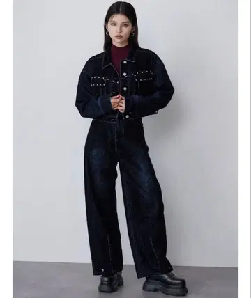 MURUA 플로키 데님 자켓 데님 스커트 데님 팬츠