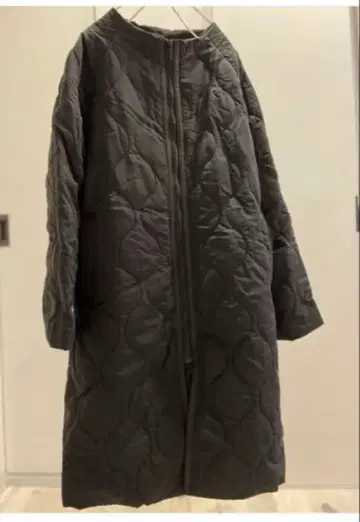 퀼팅 보트넥 롱 다운 코트