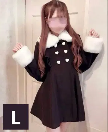 시마무라 모에냐 하트 버튼 프릴 코트 L