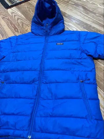 patagonia 후드 부착 다운 자켓 파랑