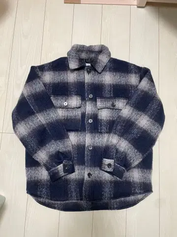 플란넬 체크 셔츠 자켓 네이비