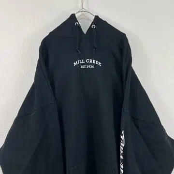 밀 크릭 맨투맨 후드티 블랙