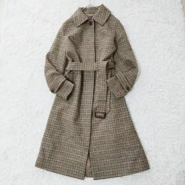 컨디션 최상 23구 MOON사제 트위드 벨티드 코트 울 하운드투스 M