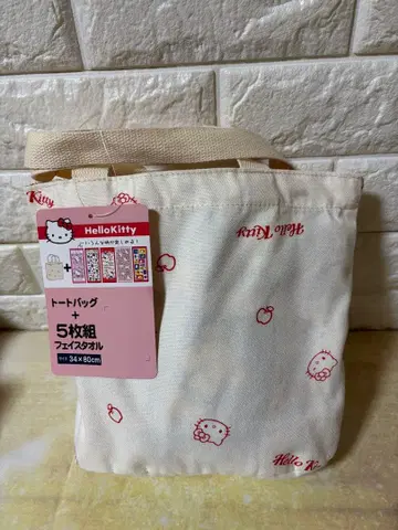 헬로키티 토트백과 페이스 타월 5개 세트 산리오 핑크