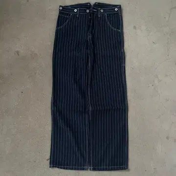 워배시 데님 와이드 팬츠 아메카지 스트라이프 네이비