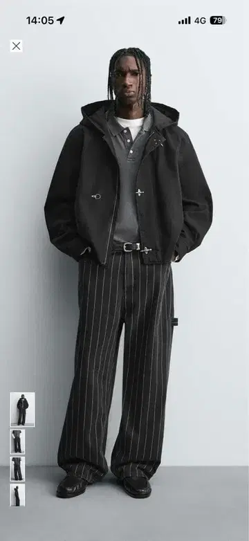 ZARA 스트라이프 패턴 벌룬 핏 팬츠 USA30