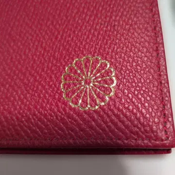 황실 국화 문양 소가죽 레드 장지갑 미사용 보관품