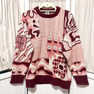 HOOK 패치워크 무늬 니트풍 맨투맨