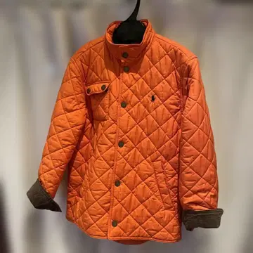 오렌지 퀼팅 코트 폴로 자수