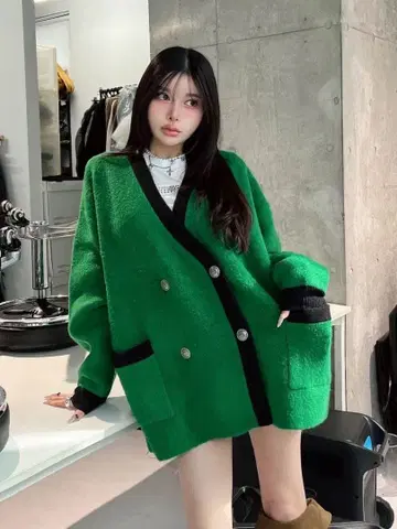 Darich 파이핑 오버 니트 가디건