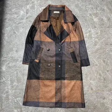 MININGMENG 체스터 코트 브라운 계열 체크