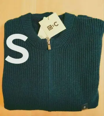 새상품 유니클로C 크루넥 풀집업 가디건 덕그린 S사이즈