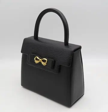 하나에모리 핸드백 블랙 리본 골드 가죽 HANAE MORI