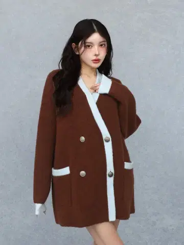 Darich 파이핑 오버 니트 가디건