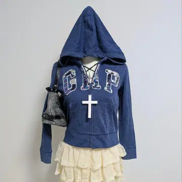 헤이세이 갸루 GAP ZIP 후드티 지퍼 후드티 y2k 그런지 공주 갸루